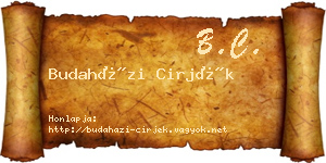 Budaházi Cirjék névjegykártya